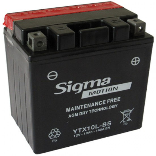 ΜΠΑΤΑΡΙΑ YTX10L-BS 12V10AH SIGMA MOTION MOTO (EBX10L-BS) RIGH