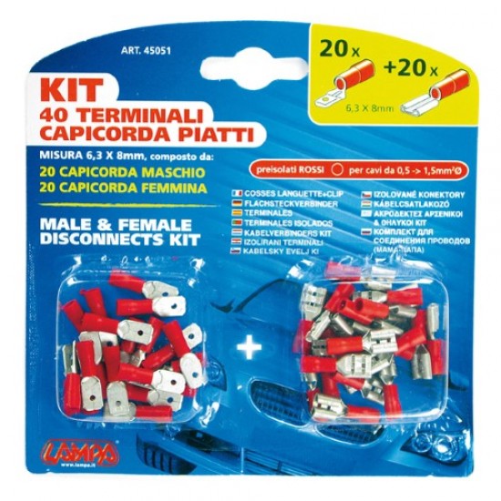 ΑΚΡΟΔΕΚΤΑΚΙΑ LAMPA ΑΡΣΕΝΙΚΑ-ΘΗΛΥΚΑ (20-20τμχ) 6.3x8mm ΚΟΚΚΙΝΑ