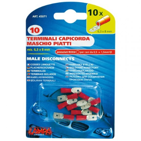 ΑΚΡΟΔΕΚΤΑΚΙΑ LAMPA ΑΡΣΕΝΙΚΑ 6.3x8mm 10τμχ ΚΟΚΚΙΝΑ