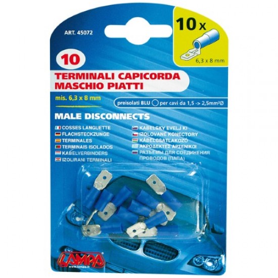 ΑΚΡΟΔΕΚΤΑΚΙΑ LAMPA ΑΡΣΕΝΙΚΑ 6.3x8mm 10τμχ ΜΠΛΕ