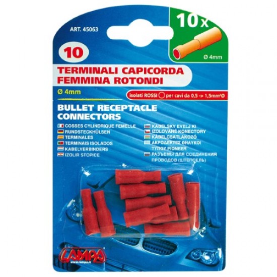 ΑΚΡΟΔΕΚΤΑΚΙΑ LAMPA BULLET ΘΗΛΥΚΑ 10τμχ Φ-4mm ΚΟΚΚΙΝΑ