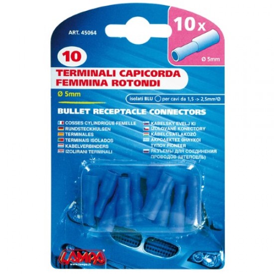 ΑΚΡΟΔΕΚΤΑΚΙΑ LAMPA BULLET ΘΗΛΥΚΑ 10τμχ Φ-5mm ΜΠΛΕ